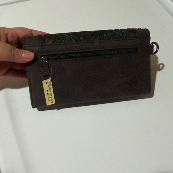 Trinity Ranch Floral Tooled Collection Wallet - Coffee - Picture 4 of 4